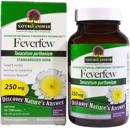 Feverfew, Standardized Herb, 250 mg, 90 Vegetarian Capsules by Natures Answer-Örter, Feverfew
