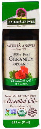 Geranium Organic Essential Oil, 0.5 fl oz (15 ml) by Natures Answer-Örter, Pelargon