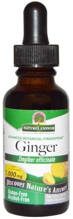 Ginger, Alcohol-Free, 1.000 mg, 1 fl oz (30 ml) by Natures Answer-Örter, Ingefära Rot