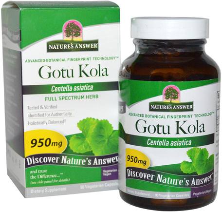 Gotu Kola, 950 mg, 90 Vegetarian Capsules by Natures Answer-Hälsa, Kvinnor, Åderbråck, Gotu Kola