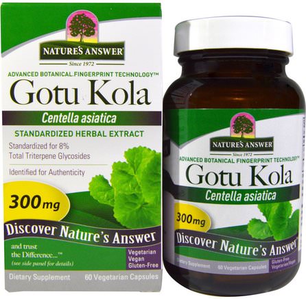 Gotu Kola, Standardized Herbal Extract, 300 mg, 60 Vegetarian Capsules by Natures Answer-Hälsa, Kvinnor, Åderbråck, Gotu Kola