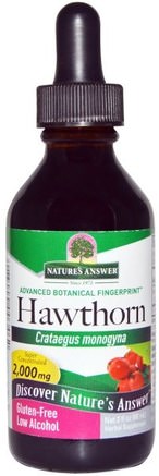 Hawthorn, Low Organic Alcohol, 2.000 mg, 2 fl oz (60 ml) by Natures Answer-Örter, Hagtorn