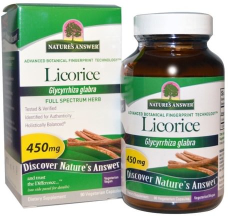 Licorice, 450 mg, 90 Vegetarian Capsules by Natures Answer-Örter, Lakritsrot (Dgl), Adaptogen