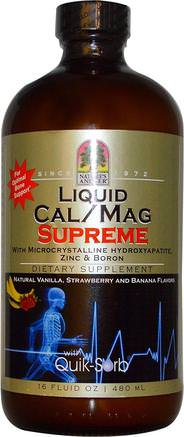 Liquid Cal/Mag Supreme, Natural Vanilla, Strawberry and Banana Flavors, 16 fl oz (480 ml) by Natures Answer-Kosttillskott, Mineraler, Kalcium, Flytande Kalcium