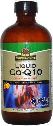 Liquid Co-Q10 with Vitamins C & E, Natural Tangerine Flavor, 8 fl oz (240 ml) by Natures Answer-Kosttillskott, Koenzym Q10, Coq10, Koenzyma Q10 Vätska