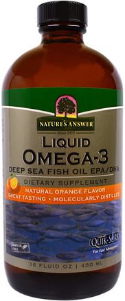 Liquid Omega-3, Deep Sea Fish Oil EPA/DHA, Natural Orange Flavor, 16 fl oz (480 ml) by Natures Answer-Sverige