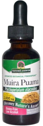 Muira Puama, Low Alcohol, 2.000 mg, 1 fl oz (30 ml) by Natures Answer-Hälsa, Män, Muira Puama Marapuama