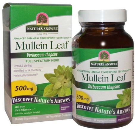 Mullein Leaf, 500 mg, 90 Vegetarian Capsules by Natures Answer-Hälsa, Lung Och Bronkial, Mullein