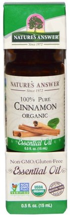 Organic Essential Oil, 100% Pure Cinnamon, 0.5 fl oz (15 ml) by Natures Answer-Bad, Skönhet, Aromaterapi Eteriska Oljor, Kanelolja