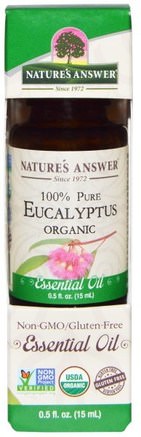 Organic Essential Oil, 100% Pure Eucalyptus, 0.5 fl oz (15 ml) by Natures Answer-Bad, Skönhet, Aromaterapi Eteriska Oljor, Eukalyptusolja