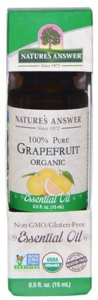 Organic Essential Oil, 100% Pure Grapefruit, 0.5 fl oz (15 ml) by Natures Answer-Bad, Skönhet, Aromaterapi Eteriska Oljor, Grapefruktolja