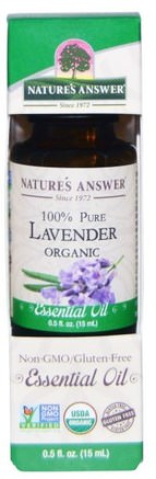 Organic Essential Oil, 100% Pure Lavender, 0.5 fl oz (15 ml) by Natures Answer-Bad, Skönhet, Aromterapi Eteriska Oljor, Lavendel Olja
