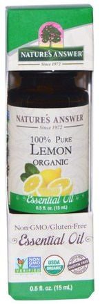 Organic Essential Oil, 100% Pure Lemon, 0.5 fl oz (15 ml) by Natures Answer-Bad, Skönhet, Aromterapi Eteriska Oljor, Citronolja