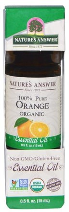 Organic Essential Oil, 100% Pure Orange, 0.5 fl oz (15 ml) by Natures Answer-Bad, Skönhet, Aromaterapi Eteriska Oljor, Apelsinolja