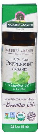 Organic Essential Oil, 100% Pure Peppermint, 0.5 fl oz (15 ml) by Natures Answer-Bad, Skönhet, Aromaterapi Eteriska Oljor, Pepparmynta Olja