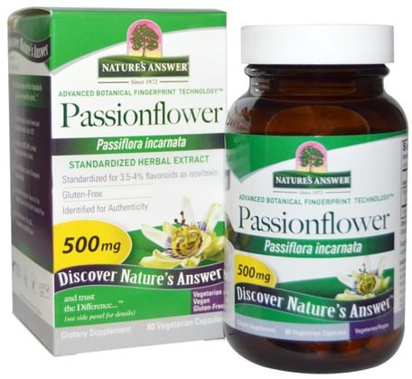 Passionflower, 500 mg, 60 Vegetarian Capsules by Natures Answer-Örter, Passionblomma