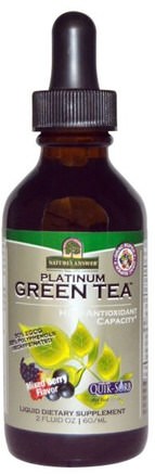 Platinum Green Tea, High Antioxidant, Mixed Berry Flavor, 2 fl oz (60 ml) by Natures Answer-Kosttillskott, Antioxidanter, Grönt Te