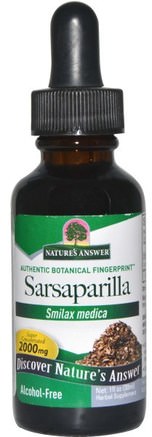Sarsaparilla, Alcohol-Free, 2000 mg, 1 fl oz (30 ml) by Natures Answer-Örter, Sarsaparillaxtrakt Smilax