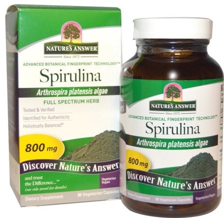 Spirulina, 800 mg, 90 Vegetarian Capsules by Natures Answer-Kosttillskott, Spirulina