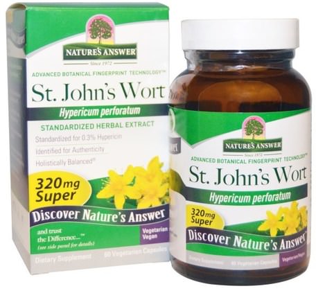 Super St. Johns Wort, Standardized Herb Extract, 320 mg, 60 Vegetarian Capsules by Natures Answer-Örter, St. Johns Wort