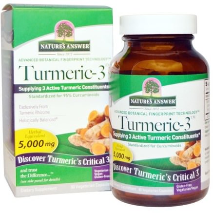 Turmeric-3, 5.000 mg, 90 Vegetarian Capsules by Natures Answer-Kosttillskott, Antioxidanter, Curcumin, Gurkmeja