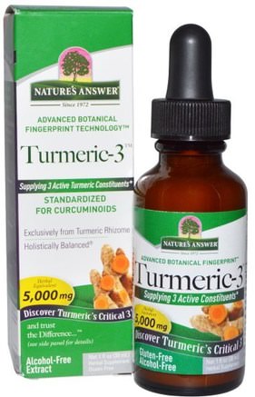 Turmeric-3, Alcohol-Free, 5.000 mg, 1 fl oz (30 ml) by Natures Answer-Kosttillskott, Antioxidanter, Curcumin, Gurkmeja