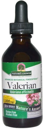 Valerian, Alcohol-Free, 1.000 mg, 2 fl oz (60 ml) by Natures Answer-Örter, Valerianer