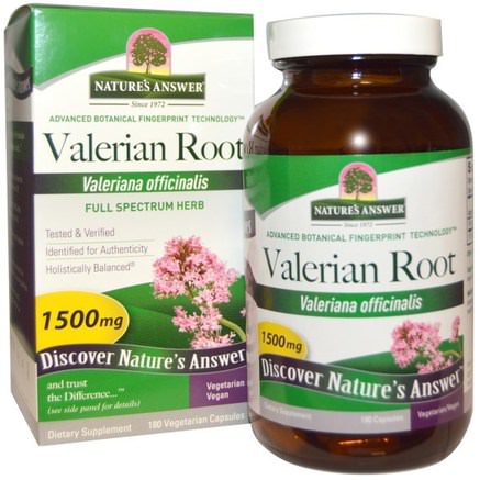 Valerian Root, Full Spectrum Herb, 1500 mg, 180 Vegetarian Capsules by Natures Answer-Örter, Valerianer