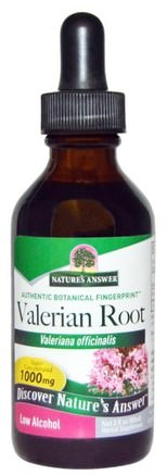 Valerian Root, Low Organic Alcohol, 1000 mg, 2 fl oz (60 ml) by Natures Answer-Sverige