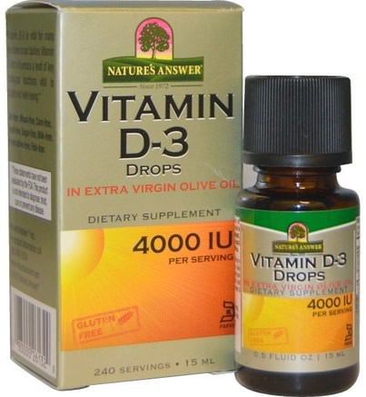 Vitamin D-3 Drops, 4000 IU, 0.5 fl oz (15 ml) by Natures Answer-Vitaminer, Vitamin D3, Vitamin D3 Vätska