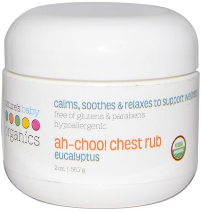 Ah-Choo! Chest Rub, Eucalyptus, 2 oz (56.7 g) by Natures Baby Organics-Barns Hälsa, Barns Växtbaserade Läkemedel, Hälsa, Lung Och Bronkial, Bröstkorg