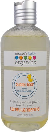 Bubble Bath, Gentle Moisturizing Bubbles, Tangy Tangerine, 12 oz (354.9 ml) by Natures Baby Organics-Bad, Skönhet, Bubbelbad, Barnbubbelbad