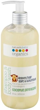 Shampoo & Body Wash, Coconut Pineapple, 16 oz (473.2 ml) by Natures Baby Organics-Barns Hälsa, Barnbad, Schampo, Barnschampo
