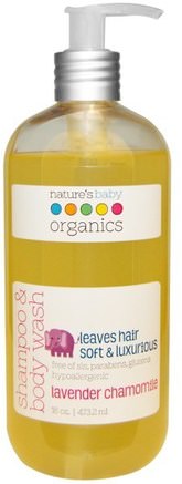 Shampoo & Body Wash, Lavender Chamomile, 16 oz (473.2 ml) by Natures Baby Organics-Bad, Skönhet, Schampo, Barnschampo, Duschgel, Barn Kroppsvask, Barn Duschgel