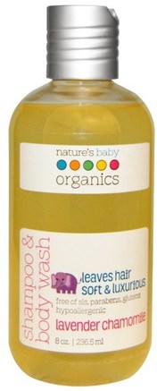 Shampoo & Body Wash, Lavender Chamomile, 8 oz (236.5 ml) by Natures Baby Organics-Bad, Skönhet, Schampo, Barnschampo, Duschgel, Barn Kroppsvask, Barn Duschgel