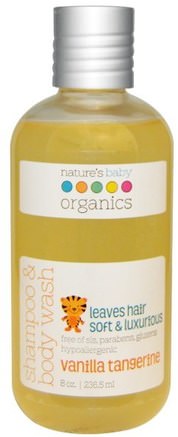 Shampoo & Body Wash, Vanilla Tangerine, 8 oz (236.5 ml) by Natures Baby Organics-Bad, Skönhet, Schampo, Barnschampo, Duschgel, Barn Kroppsvask, Barn Duschgel