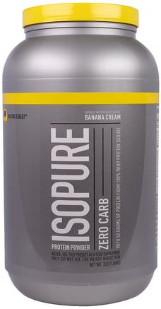 IsoPure, Protein Powder, Zero Carb, Banana Cream, 3 lbs (1.36 kg) by Natures Best-Sverige