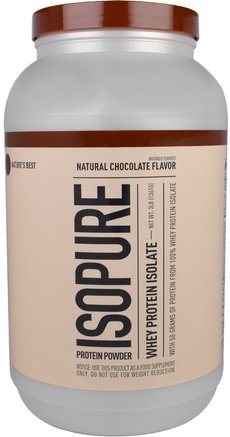 IsoPure, Whey Protein Isolate, Natural Chocolate Flavor, 3 lb (1361 g) by Natures Best-Kosttillskott, Protein, Sportprotein