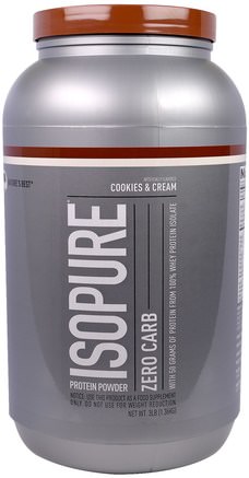 IsoPure, Protein Powder, Zero Carb, Cookies & Cream, 3 lbs (1.36 kg) by Natures Best-Sverige