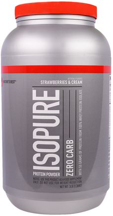IsoPure, Protein Powder, Zero Carb, Strawberries & Cream, 3 lb (1.36 kg) by Natures Best-Kosttillskott, Vassleprotein