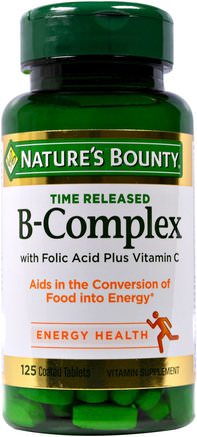 B-Complex, Time Released, 125 Coated Tablets by Natures Bounty-Vitaminer, Vitamin B-Komplex
