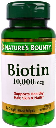 Biotin, 10.000 mcg, 120 Rapid Release Softgels by Natures Bounty-Vitaminer, Vitamin B, Biotin