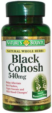 Black Cohosh, 540 mg, 100 Capsules by Natures Bounty-Hälsa, Kvinnor, Svart Cohosh