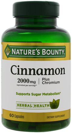 Cinnamon, Plus Chromium, 2000 mg, 60 Capsules by Natures Bounty-Örter, Kanel Extrakt