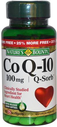 Co Q-10, Q-Sorb, 100 mg, 75 Softgels by Natures Bounty-Kosttillskott, Koenzym Q10, Coq10