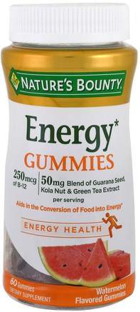 Energy Gummies, Watermelon Flavored, 60 Gummies by Natures Bounty-Värmekänsliga Produkter, Kosttillskott, Gummier