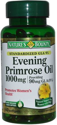 Evening Primrose Oil, 1.000 mg, 60 Rapid Release Softgels by Natures Bounty-Kosttillskott, Efa Omega 3 6 9 (Epa Dha), Primroseolja