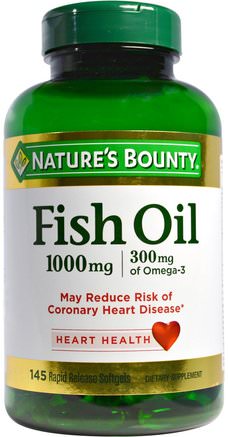 Fish Oil, 1000 mg, 145 Rapid Release Softgels by Natures Bounty-Kosttillskott, Efa Omega 3 6 9 (Epa Dha), Fiskolja, Mjölkgjorda Fiskoljor