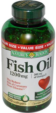 Fish Oil, 1200 mg, 320 Rapid Release Softgels by Natures Bounty-Kosttillskott, Efa Omega 3 6 9 (Epa Dha), Fiskolja, Mjölkgjorda Fiskoljor