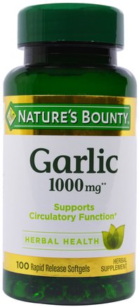 Garlic, 1.000 mg, 100 Rapid Release Softgels by Natures Bounty-Kosttillskott, Antibiotika, Vitlök